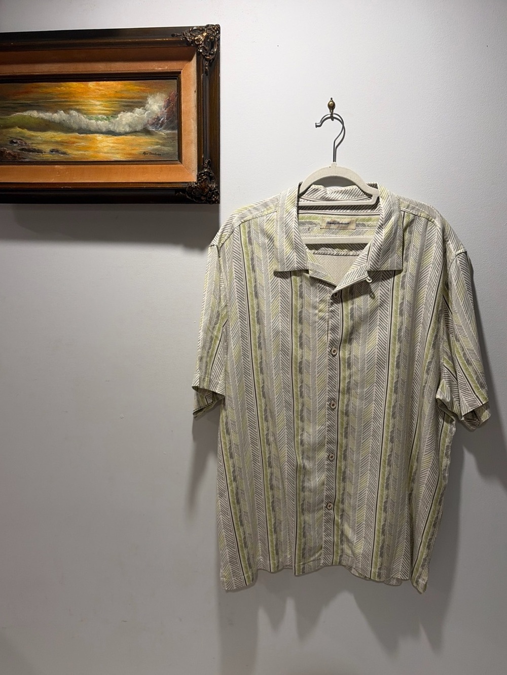 Tommy Bahama Tropical Geometric Short Sleeve ButtonUp Shirt Silk Rayon 2XL